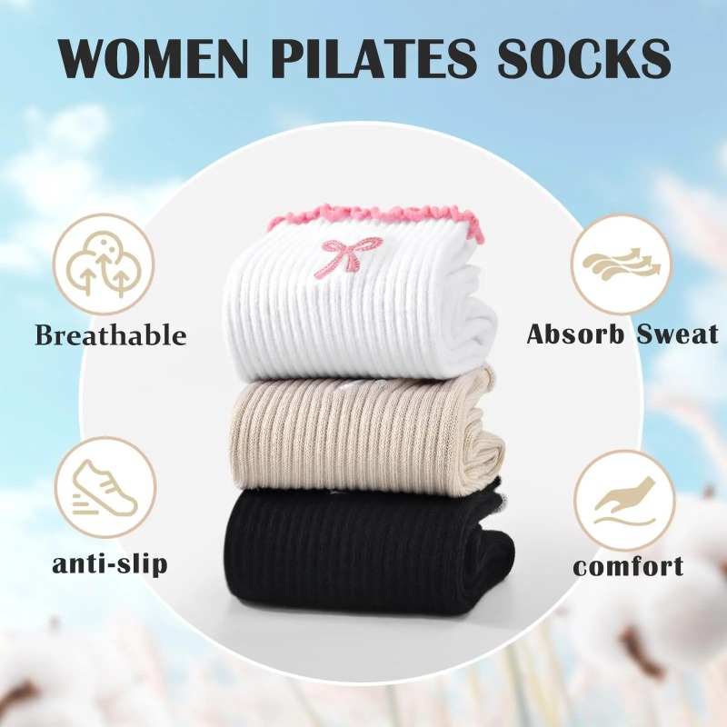 Yoga Fitness Pilates - Chaussettes de yoga professionnelles, chaussettes antidérapantes