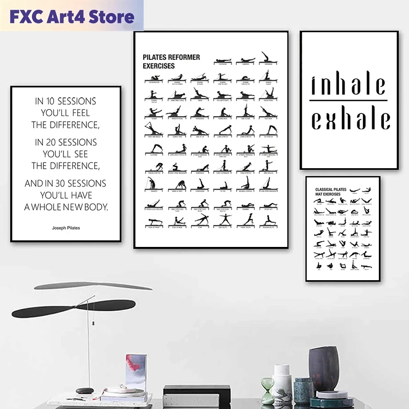 Yoga Fitness Pilates - Affiche de tableau d'entraînement Pilates sans